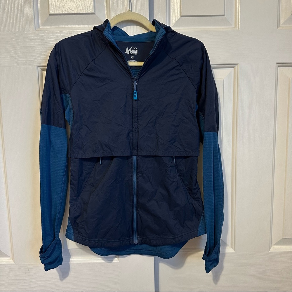REI Women's Co-Op Wind Pro Hooded Jacket Polartec, Size XS, Breathable, Teal EUC